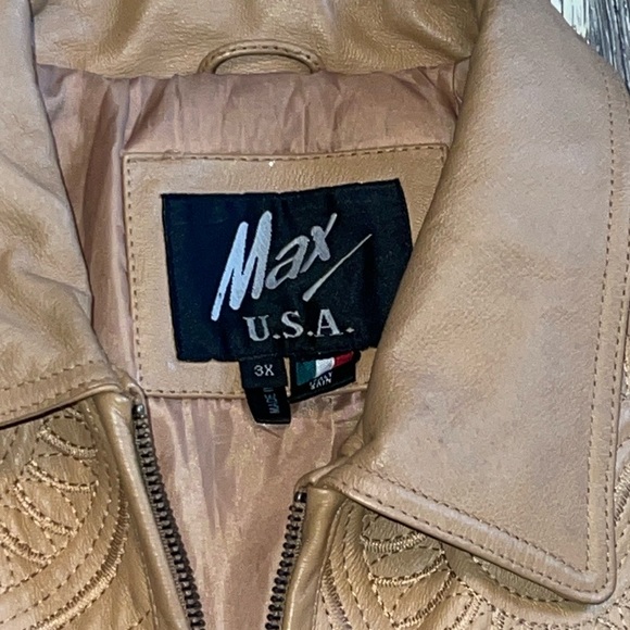 Vtg. Max USA Caramel Tan Swirl Leather Size: 3X - Picture 7 of 13